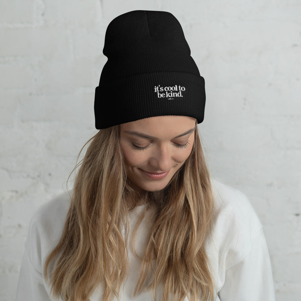 It's Cool To Be Kind Beanie- Black